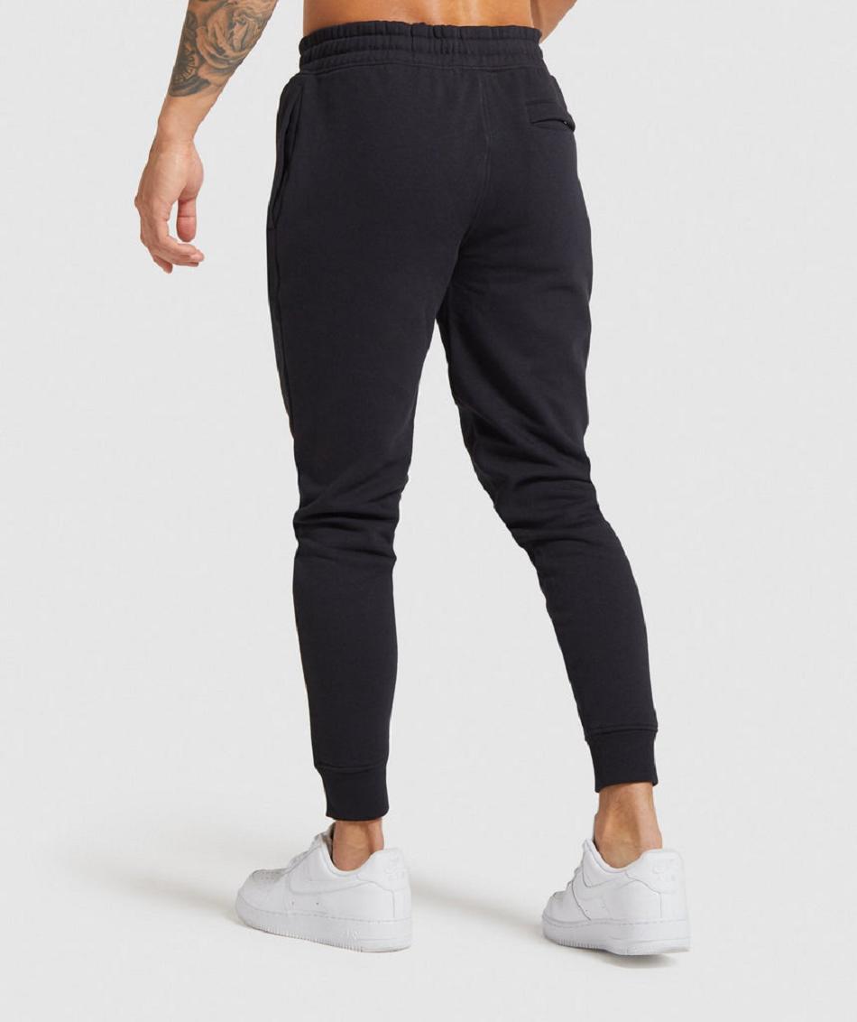 Gymshark Crest Muške Jogger Hlače Crne | HR 2977AHK